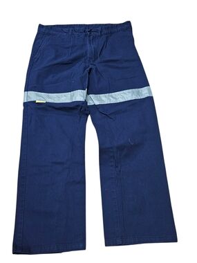 ​WS Workwear Navy Blue Cotton Work Pants Reflective Tape 97S Centennial Inseam 3
